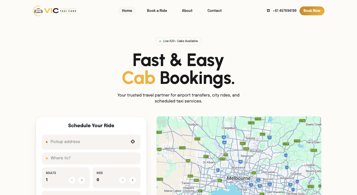 Vic Taxi Cabs — Premium Taxi Booking Platform