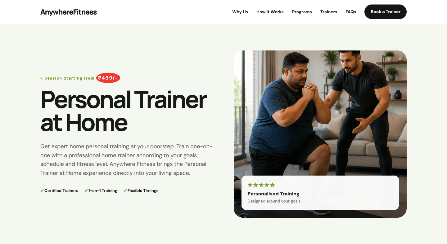 Personal Trainer at Home – Anywhere Fitness