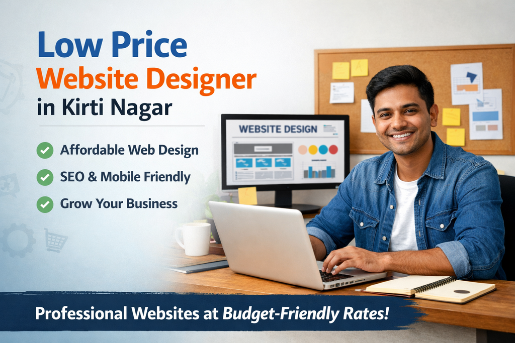 Affordable website design service showing a low price website designer in Kriti Nagar working on a modern business website