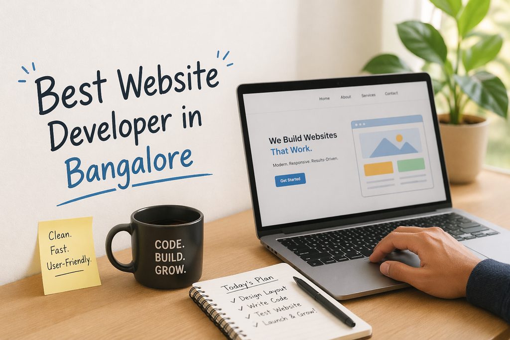 Professional developer working on a modern website design representing the Best Website Developer in Bangalore